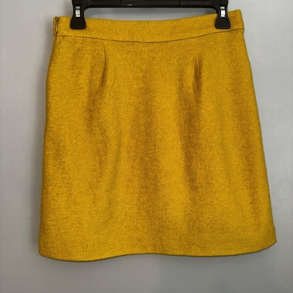 EUC Anthropologie Cooperative Mustard Yellow A-Line Mini Skirt Size 0 - Picture 8 of 9